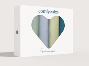 NIB Comfycubs Muslin Swaddle Blanket 4 Pack Blues